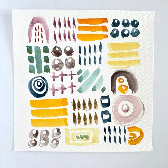 Sampler 1 Original Art Abstract Watercolor Painting on 8x8in Paper - Picture 2 of 6